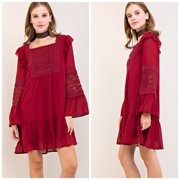 ❤️ARRIVED Amazing Drop Waist Ruffle/Crochet Dress - Picture 5 of 6